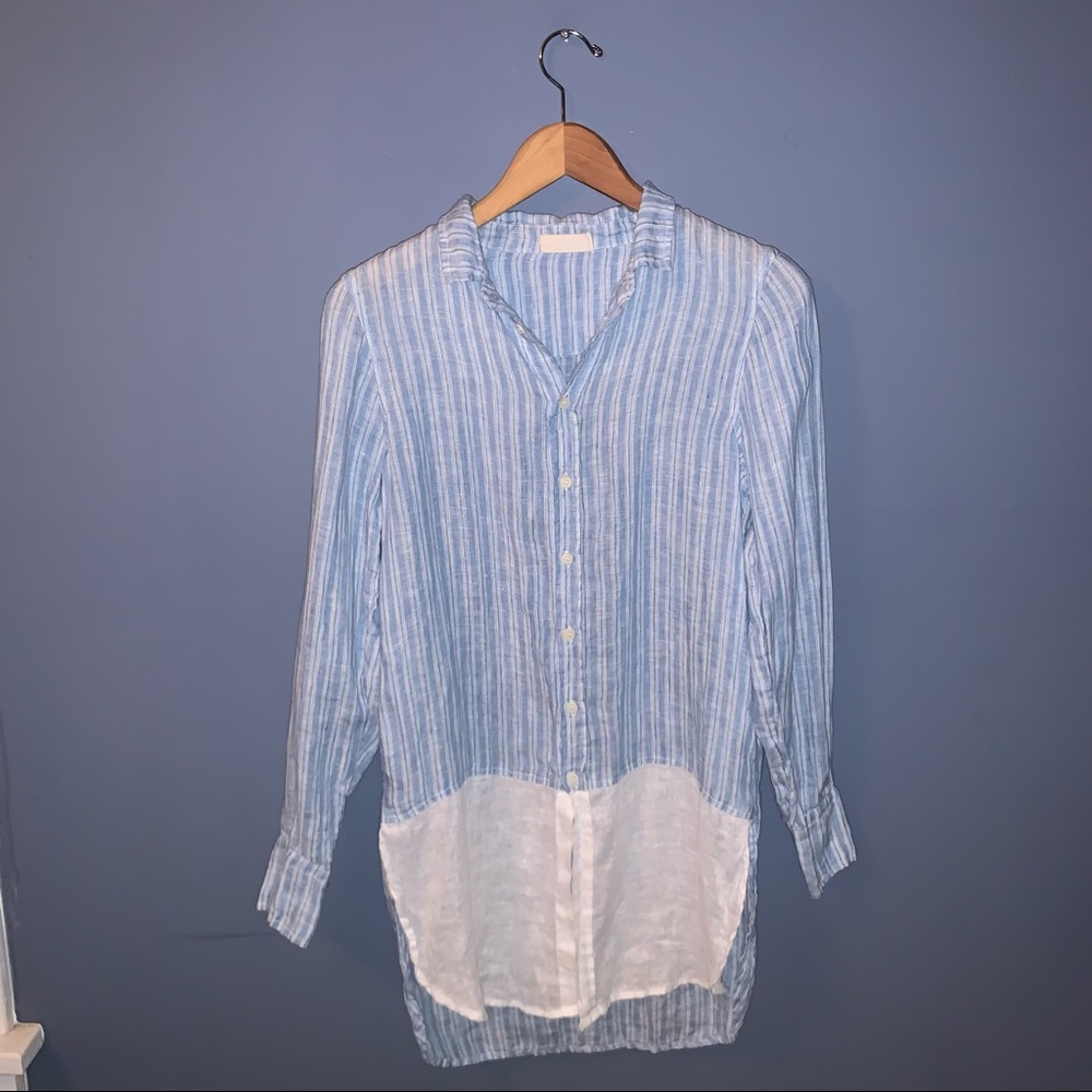 CP Shades 100% Linen Striped Button Up Size XS